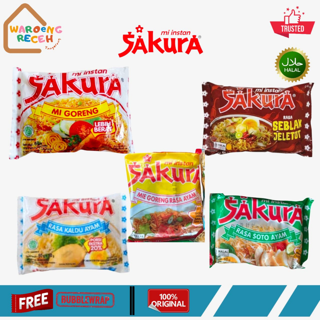 Sakura Mie Instan Goreng Rasa Seblak Jeletot Kaldu Ayam Soto Ayam 60 Gr - Satuan