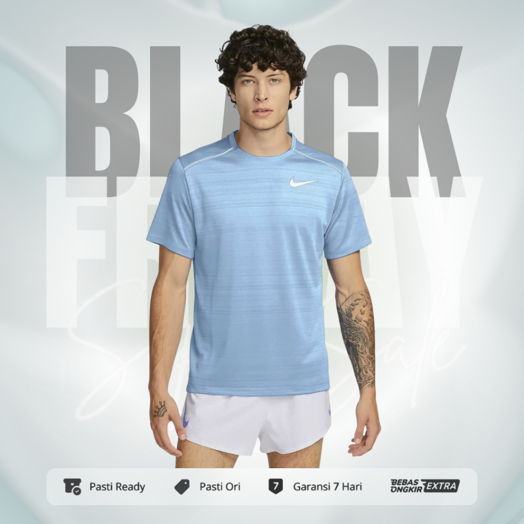 Kaos Nike Original Dri-Fit Miler Short-Sleeve Running Top - Cobalight Bliss