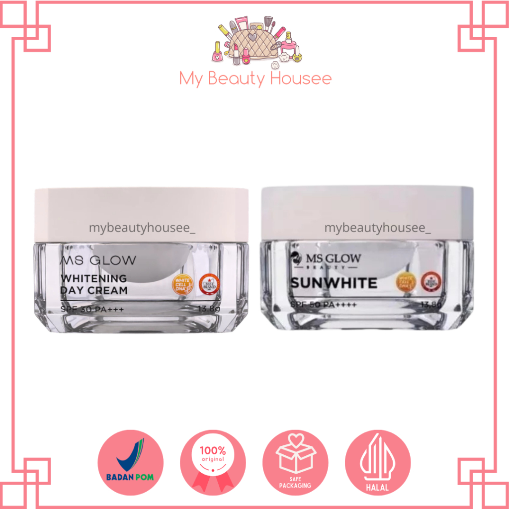 MS GLOW WHITENING DAY CREAM & SUNWHITE DAILY CREAM - KRIM SIANG ORIGINAL