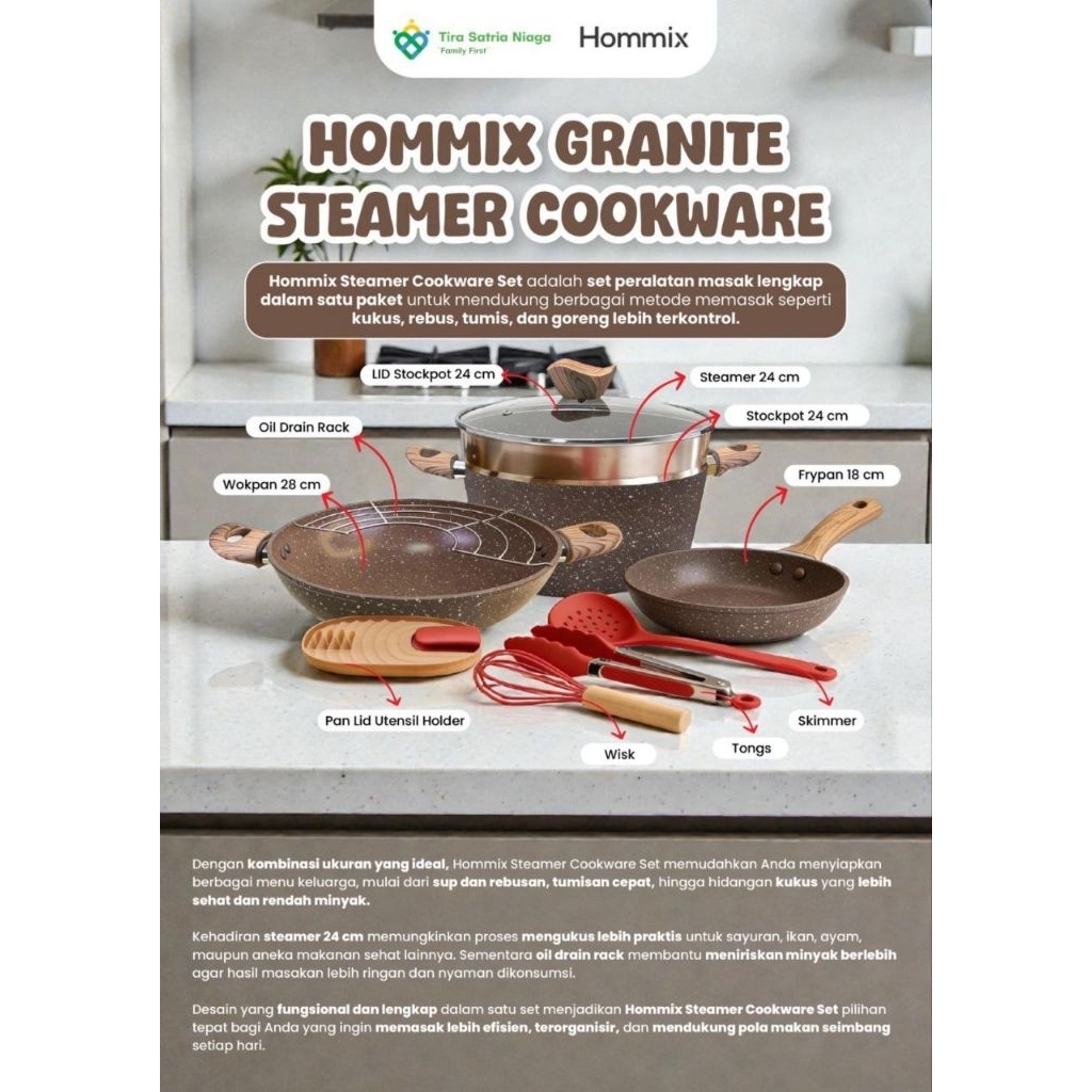 Hommix Granit Set Anti Lengket Anti Gosong