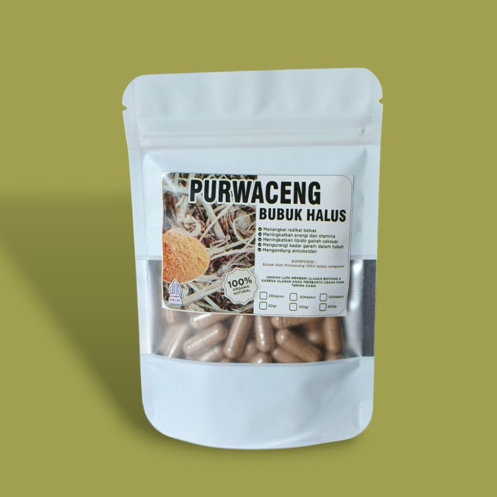 Kapsul Herbal Purwaceng Purwoceng alami penambah stamina dan ketahanan isi 50kapsul