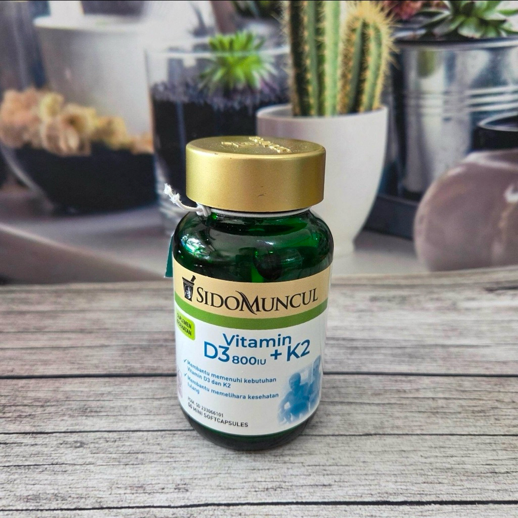 Sidomuncul Vitamin D3-800iu + K2 HALAL Per Botol isi 50 Kaps - Suplemen Vitamin D3 K2
