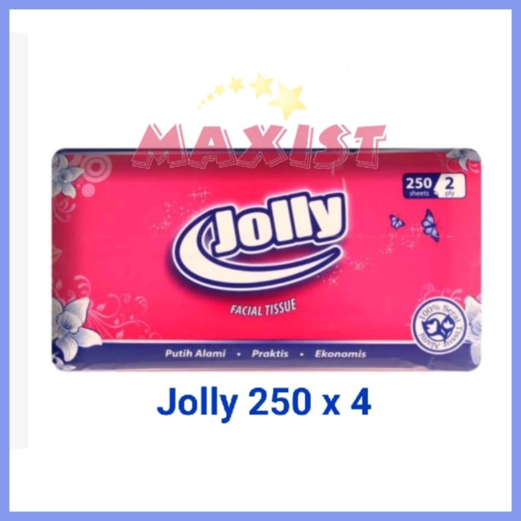 Tisu Jolly 250 Sheets x 4 Tissue Wajah Murah Lembut Tissue Jolly 4pcs