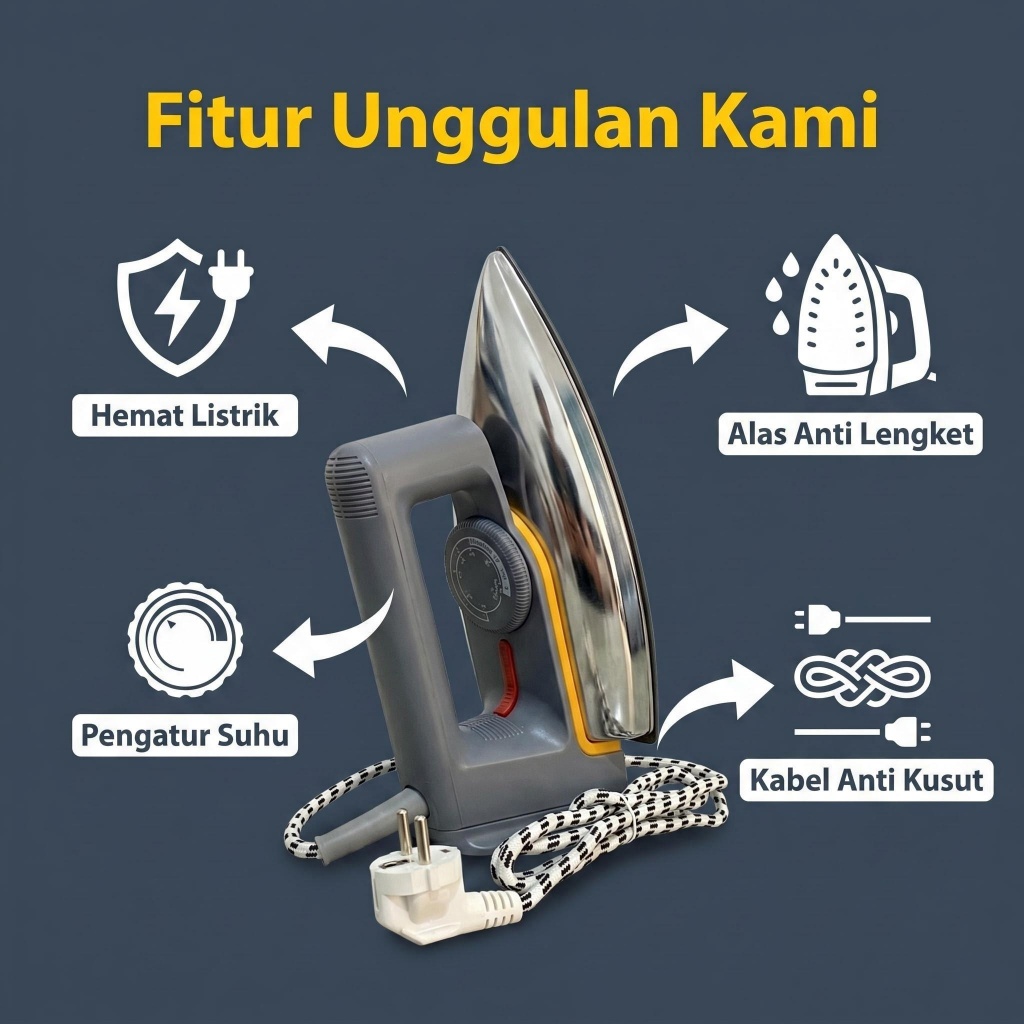 BIGSALE RUMAH TANGGA YH 333 SETERIKA ELEKTRIK YH666 ANTI BAKAR CEPAT PANAS TIDAK LENGKET DRY IRON