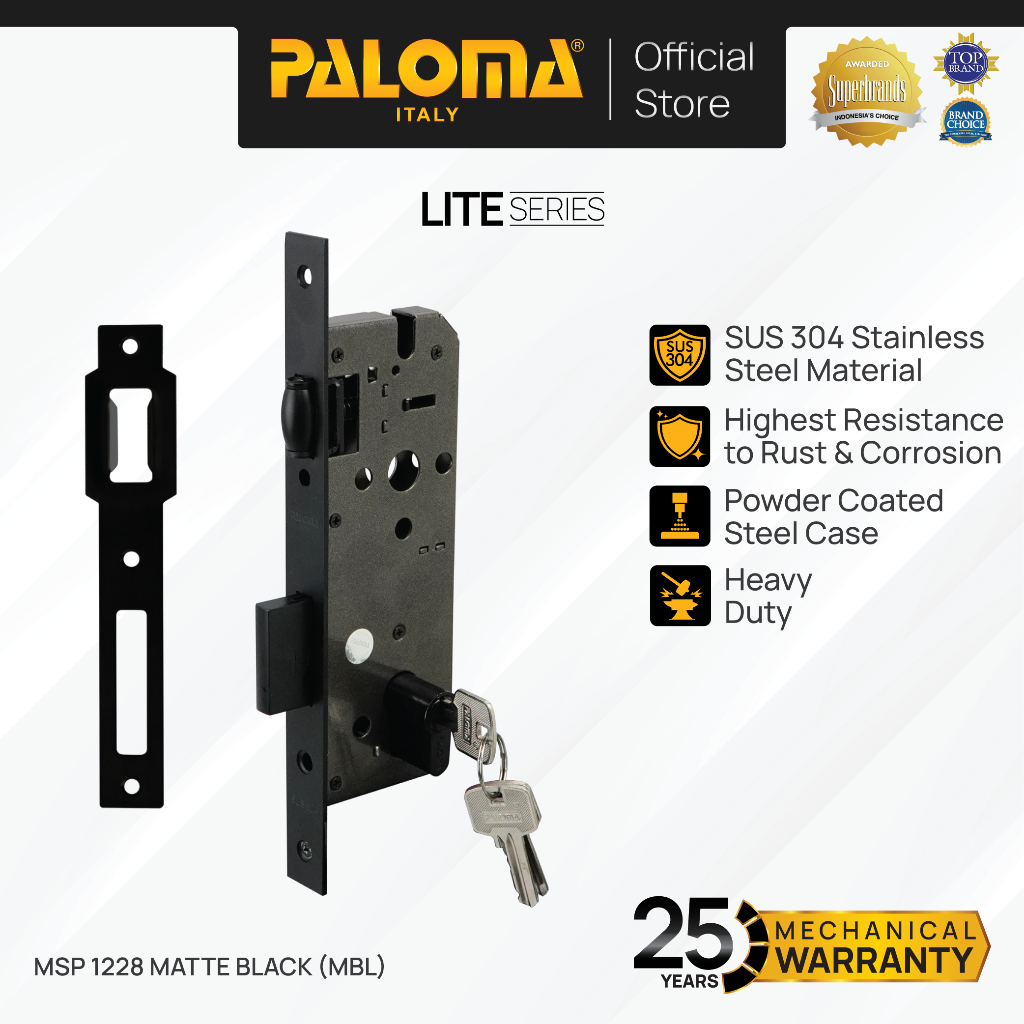 PALOMA MSP 1228 Body Kunci Set Cylinder Kunci Pintu Roller Pelor Stainless Steel SUS 304 SUS304 Matt