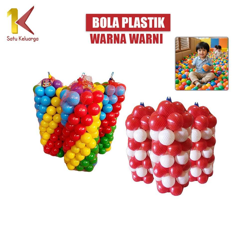 Satu Keluarga Mainan Mandi Bola M28 Bahan Plastik Warna Warni Isi 50PCS Untuk Tenda Keranjang Mandi 