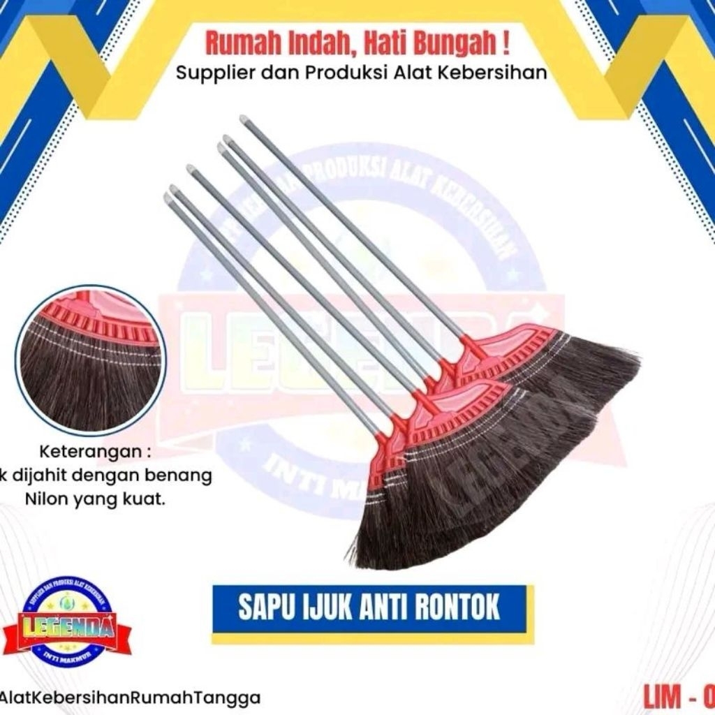 [COD]Sapu Ijuk Super Anti Rontok dengan Gagang Kayu - Serbaguna untuk Lantai sapu halaman rumah sapu