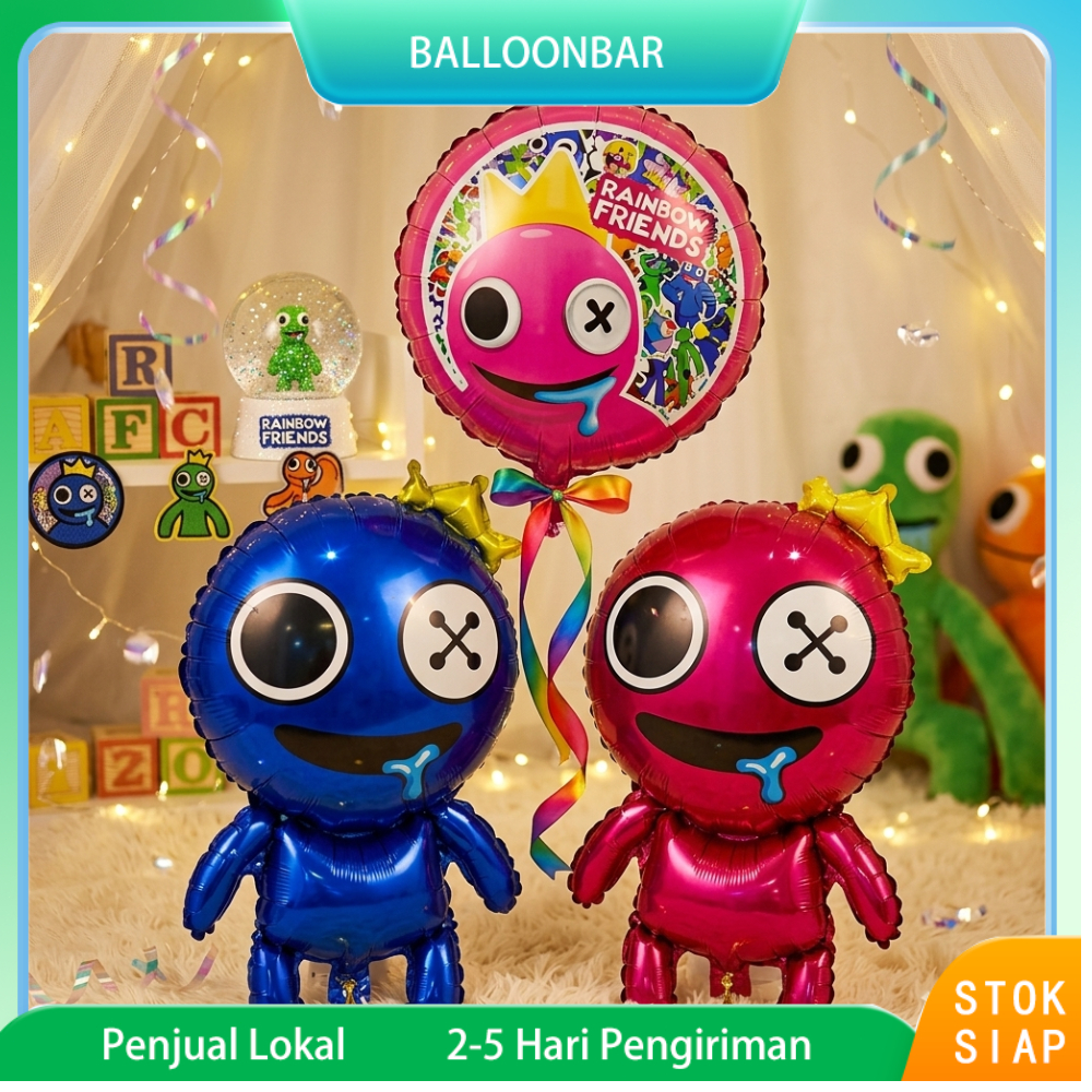 Balon Foil Jumbo Rainbow Friends Untuk Dekorasi Pesta Ulang Tahun Anak-Anak / Balon Foil Tema Rainbo