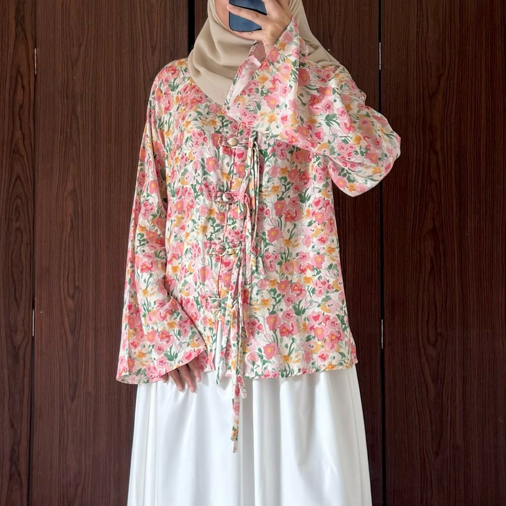 Cheongsam Blouse | Baju Atasan Korea | Kemeja Chongsam | Top China Style