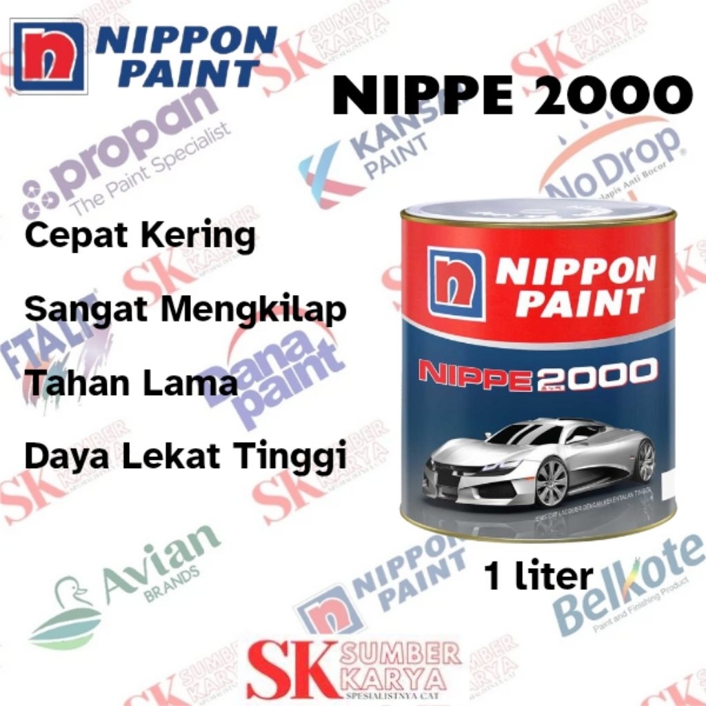 Nippon Paint Nippe 2000 Cat Duco 1 Liter BIRU HIJAU- Daya Kilap Tinggi, Tahan Lama