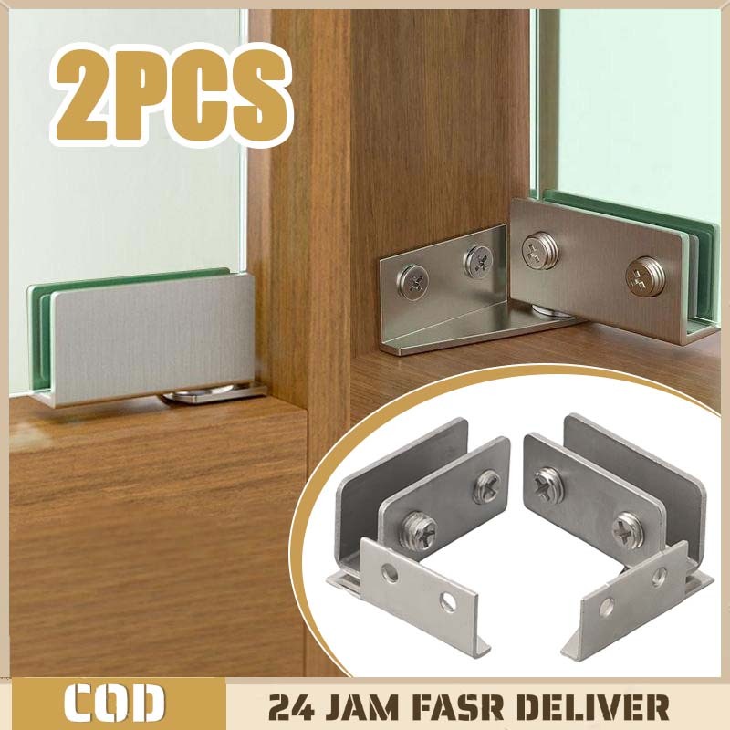 2pcs Engsel Kaca Stainless Engsel Jepit Kaca Engsel Kaca Lemari Engsel Pivot Kaca Jepit