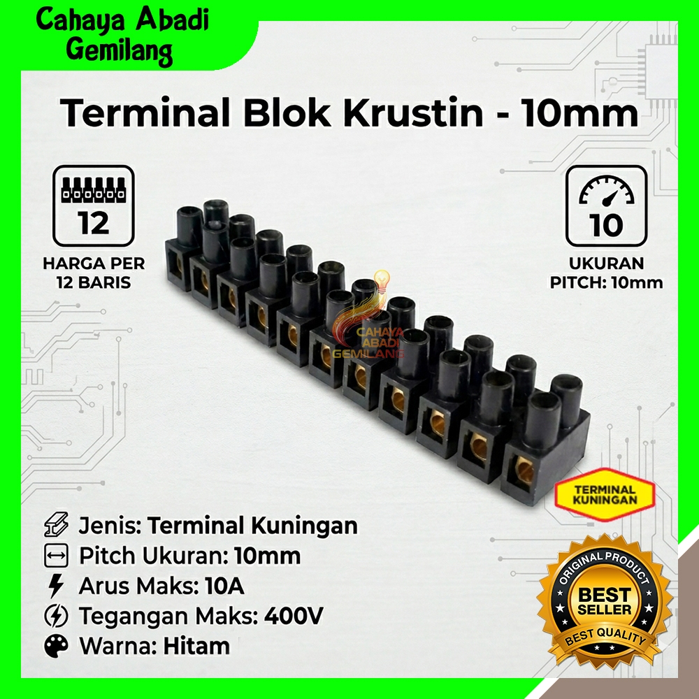 Terminal Block Blok Krustin Strip 12 Jalur Kabel / Terminal Krustin Panel Listrik