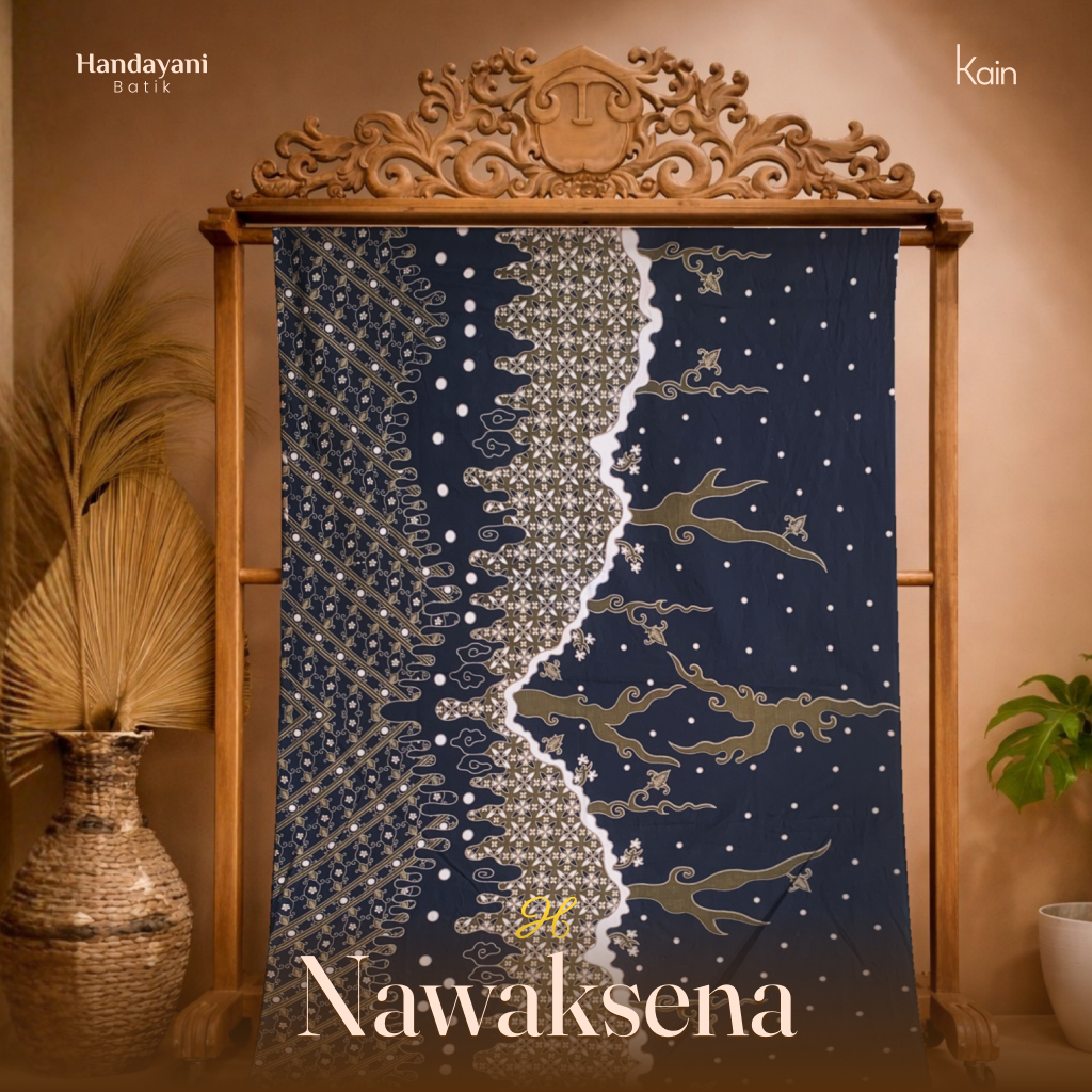 Kain Batik Motif Abstrak Warna Biru Navy Bahan Katun | MOTIF NAWAKSENA | HNDYN BATIK
