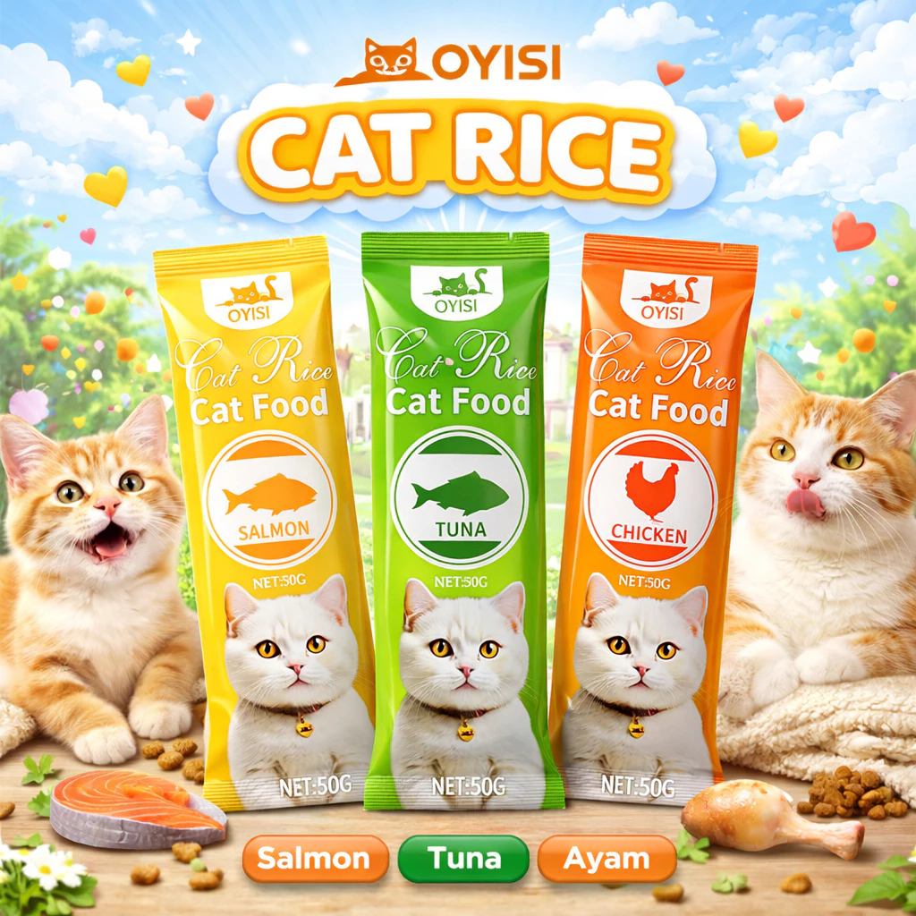 OYISI Snack Kucing 50 Pcs Cat Strip Kucing Ayam Halal Makanan Kucing Harga Diskon/Penggemuk/Cemilan 