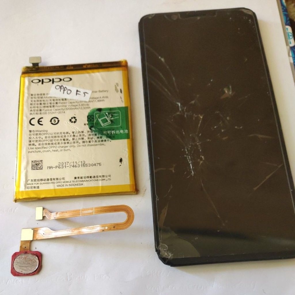 sukucadang oppo F5 tatakan+lcd tc pecah/batrai/sidik jari bms baterai oppo f5 suku cadang f5