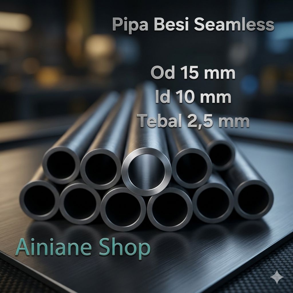 Pipa Besi Seamless Od 15 mm Id 10 mm Tebal 2,5 mm Panjang 15 cm