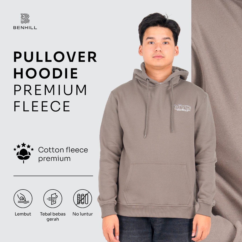BENHILL Jaket Pullover Hoodie Fleece Premium Graphic Pria Lengan Panjang