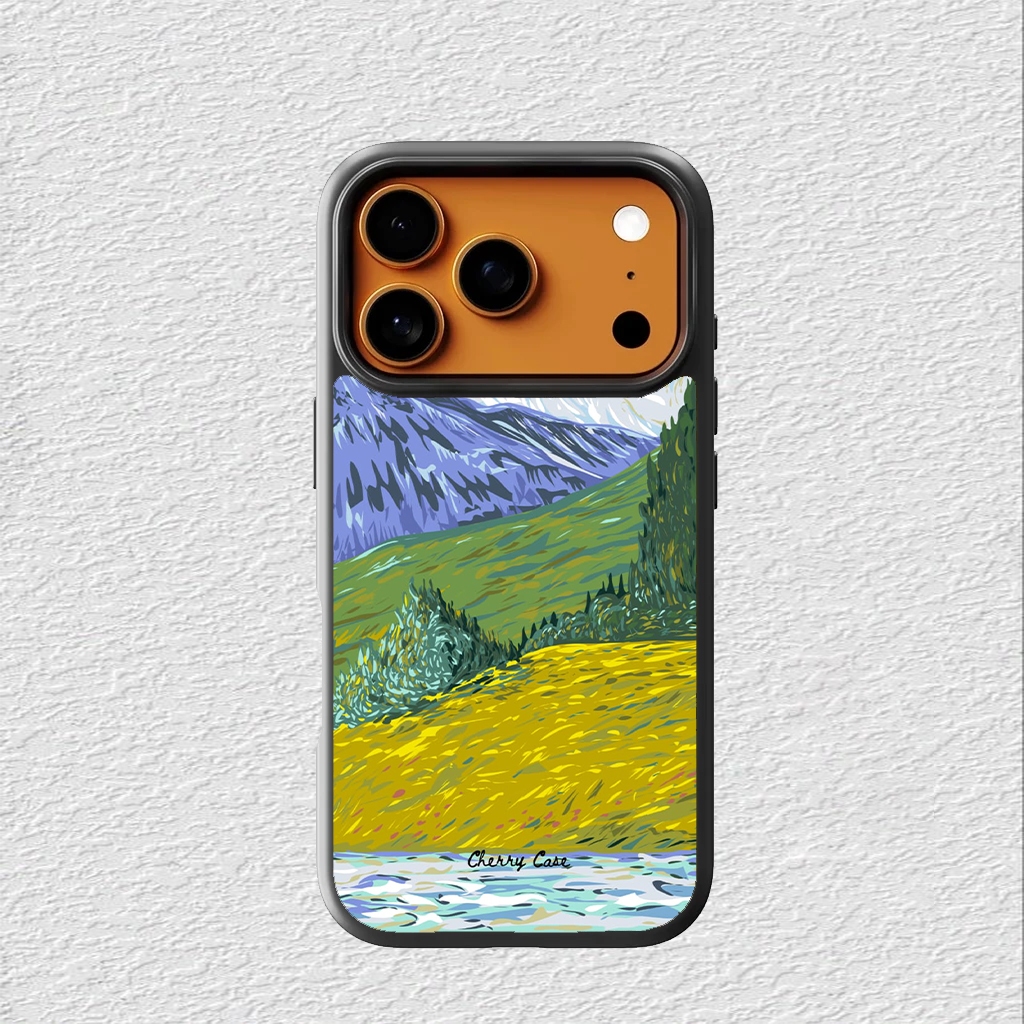 Case iPhone 17 16 15 14 13 12 11Mini Plus Pro Max Custom Softcase Blue Mountain View With The River