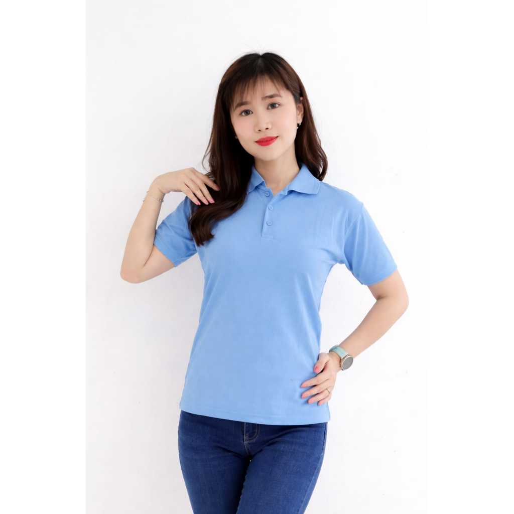 Kaos Kerah Polos Wanita Warna Biru Muda - Kaos Polo Polos Biru Langit / KAOS KERAH WANITA / KAOS KER