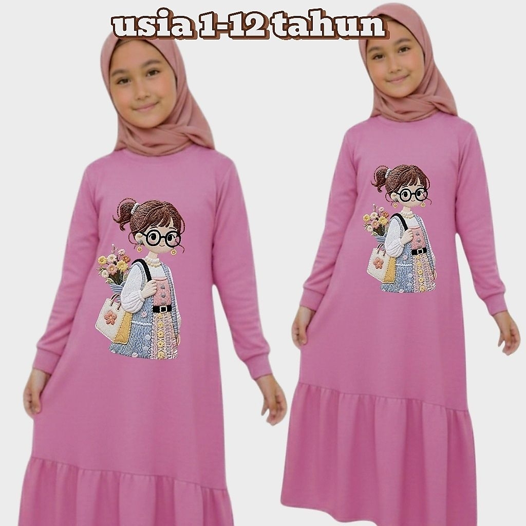 Gm097_GAMIS ANAK PEREMPUAN USIA 1-12 MOTIF KOREA STYLE BAJU MUSLIM ANAK PEREMPUAN