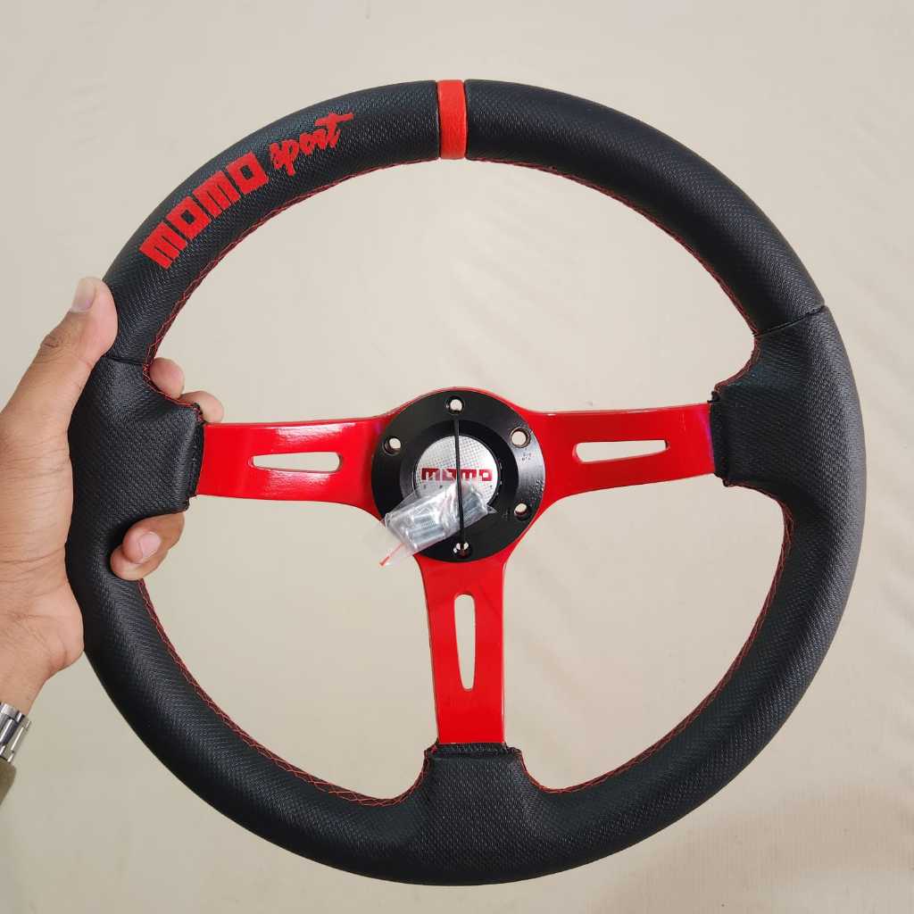 Setir mobil variasi racing momo red black bisa COD