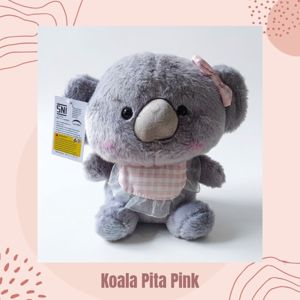 Boneka Koala Abu Pita Pink (Mainan Anak Cantik Lucu Boneka Halus Wangi Lembut Kado Perempuan Cewek)