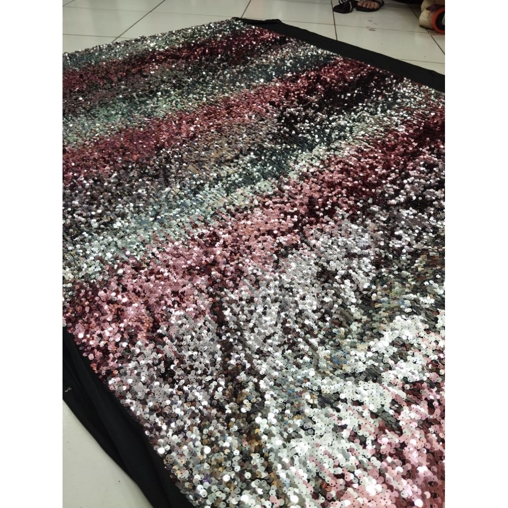 kain tile sequin gradasi garmen terbaru/tile Payet ombre antik import/tile sequin cantik