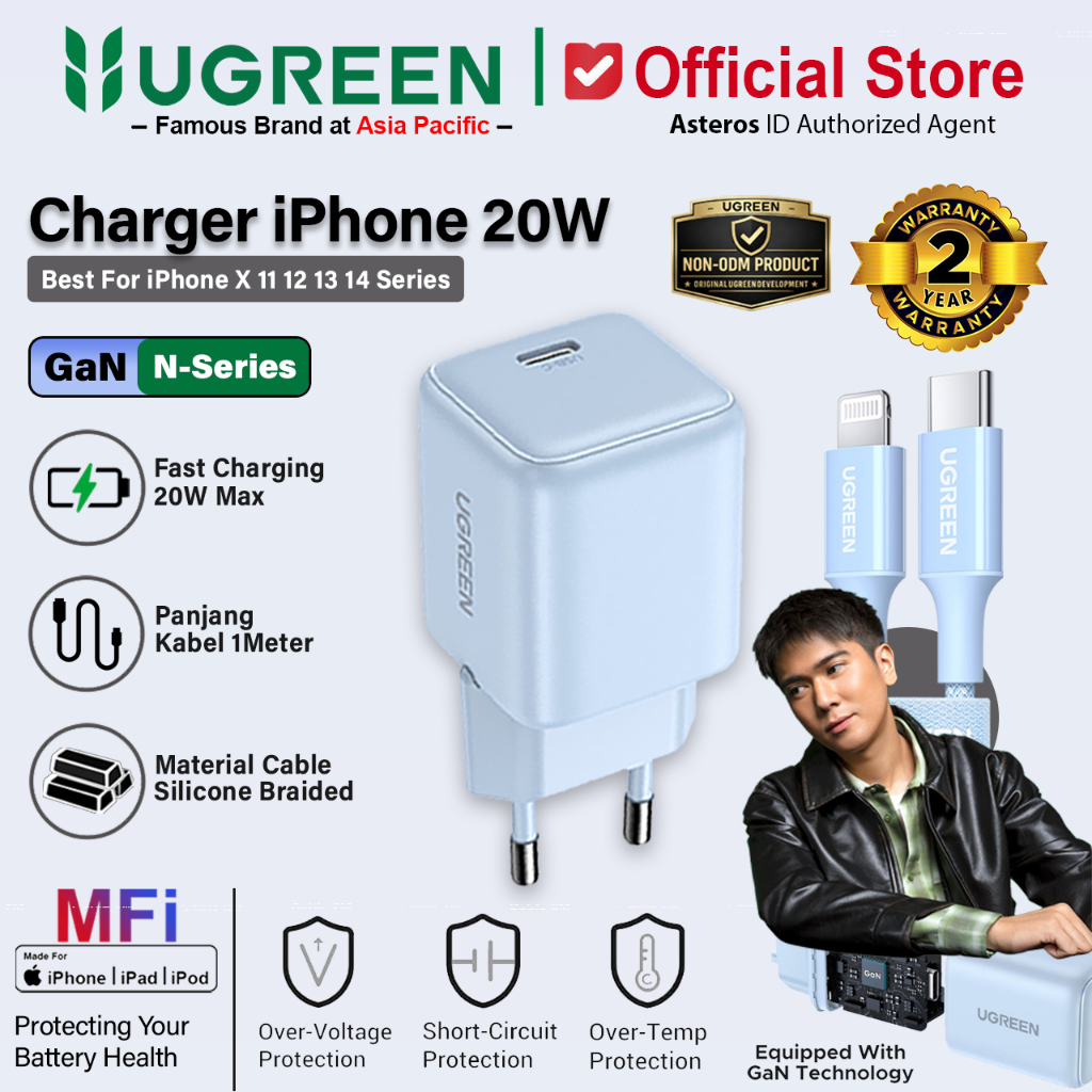 UGREEN Charger iPhone Lightning FAST Charging 20w Pengisian Daya Cepat 30 Menit 65%