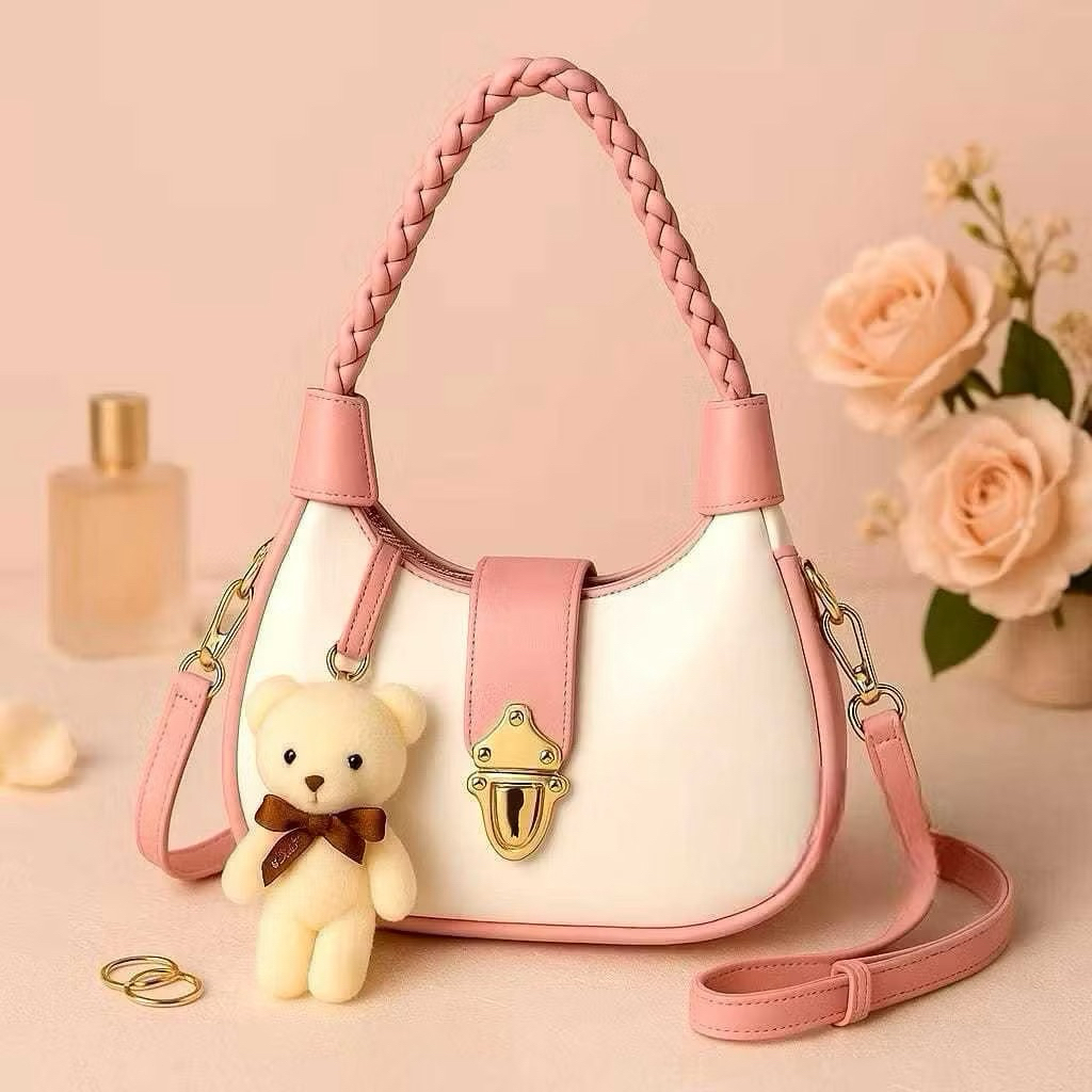 Tas Wanita Kulit Sintetis Desain Kekinian Warna Putih Hitam