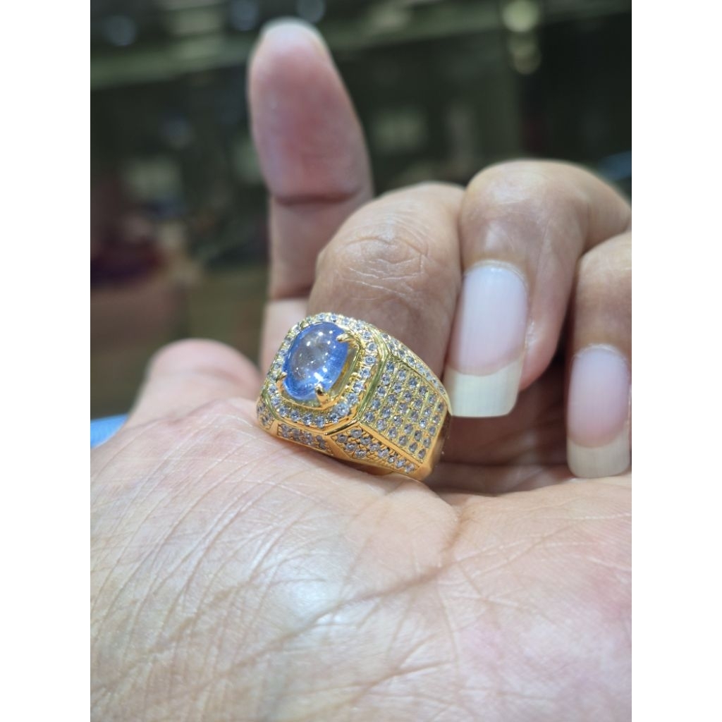 cincin permata natural blue saphire srilanka