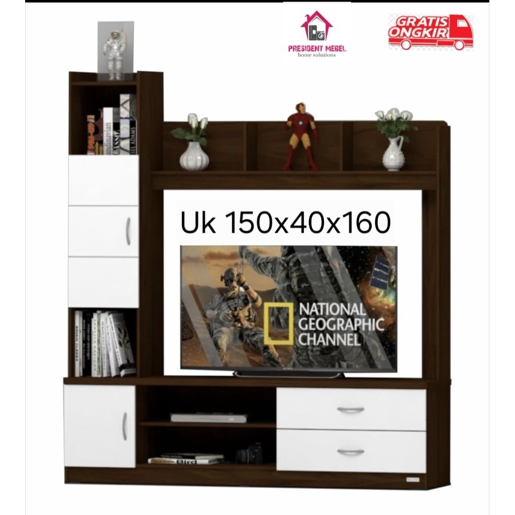 Wall Unit TV/Rak TV/Rakserbaguna TV lebar 150cm