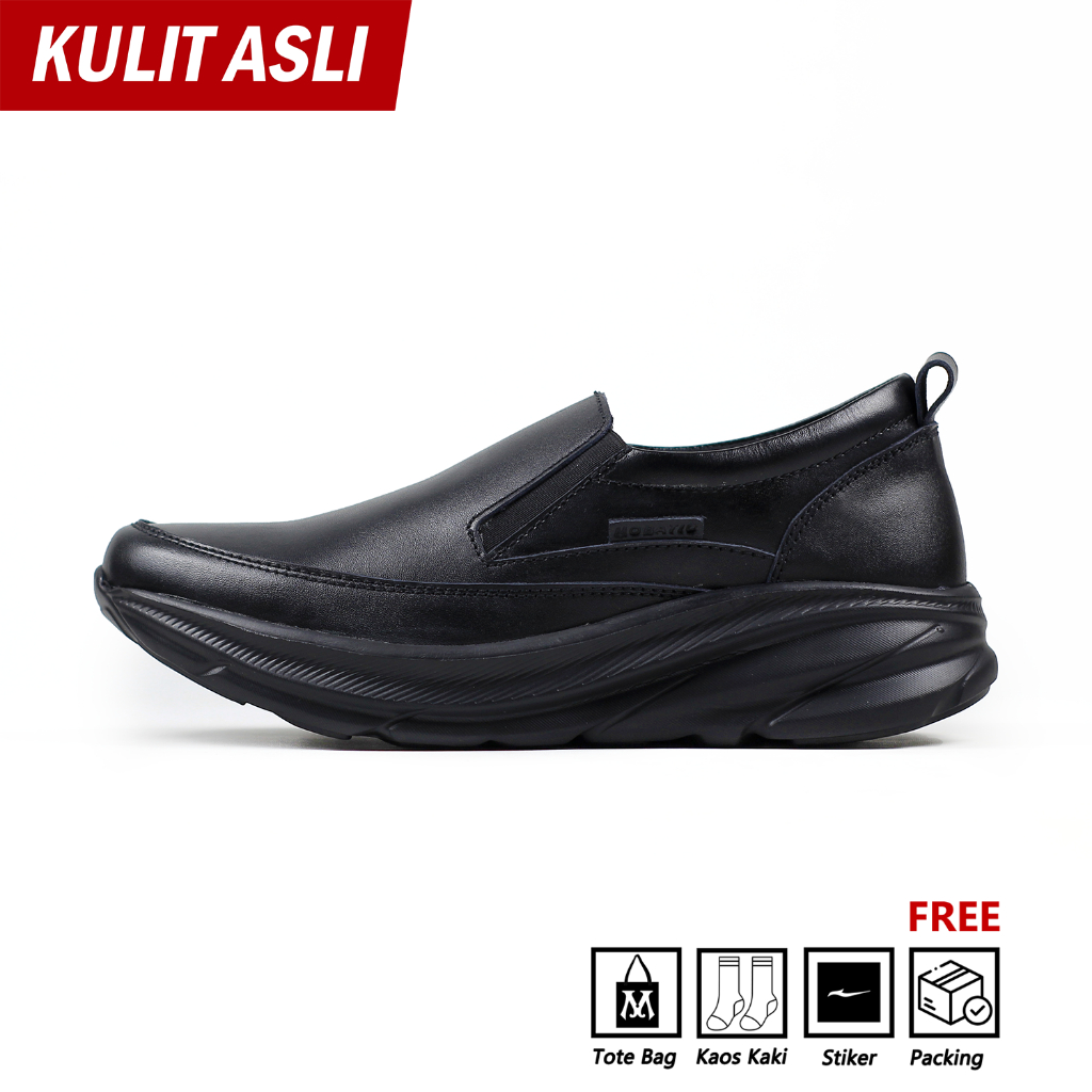 Mobatic Moxsa Black || Sepatu Sneakers Kulit Pria