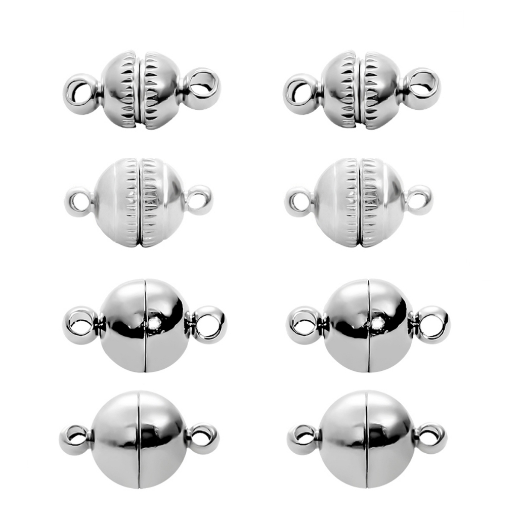 2 Set Klip Magnet Bulat Kuat - Konektor Rhodium Praktis | Untuk Gelang Kalung Perhiasan Kulit