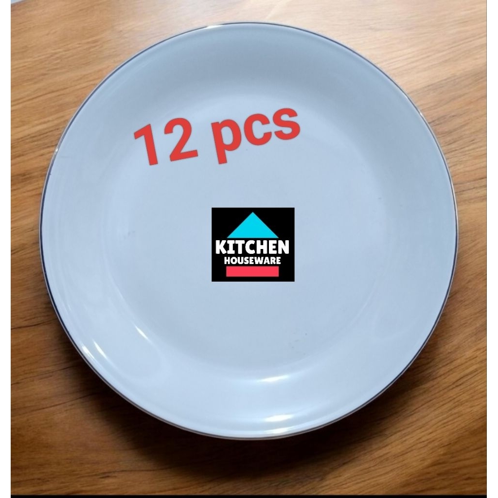Piring Makan 10 inch Ceper 12pcs Keramik Putih Sunbird