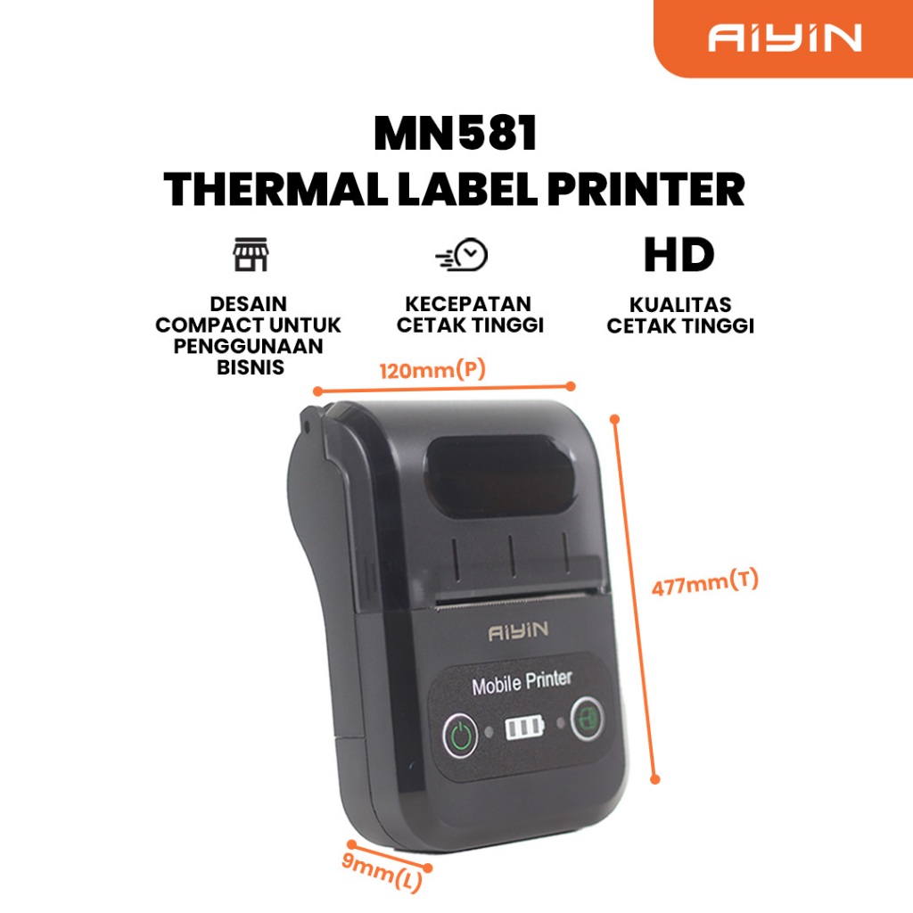 AiYin MN581 - Thermal Printer Bluetooth Portable POS Struk Dan Nota Mesin Kasir