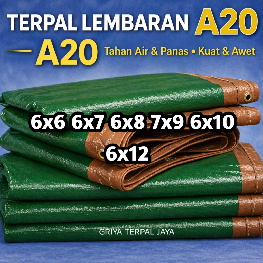 Terpal Terpailin Lembaran Plastik A20 6x6 6x7 6x8 6x9 6x10 6x12 Korea +UV Premium Tebal Anti Tahan A