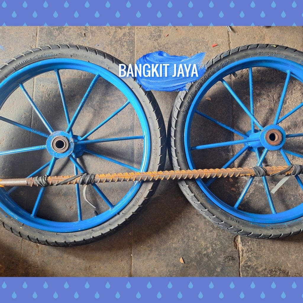 Roda Gerobak Ring 17 Lengkap As Panjang