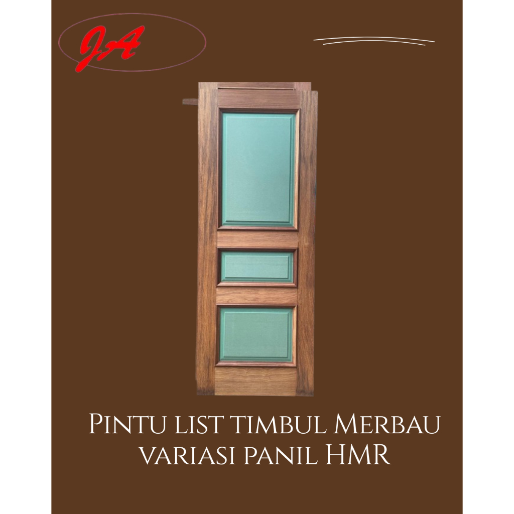 Pintu list timbul variasi panil HMR dari kayu Merbau Oven