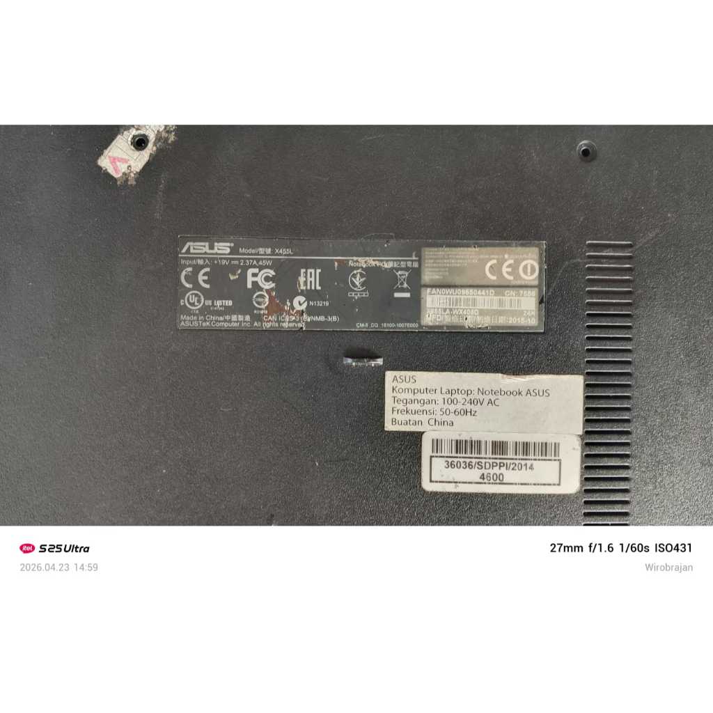 Body Bawah Mesin Casing Laptop Asus X455 Series A455 Series