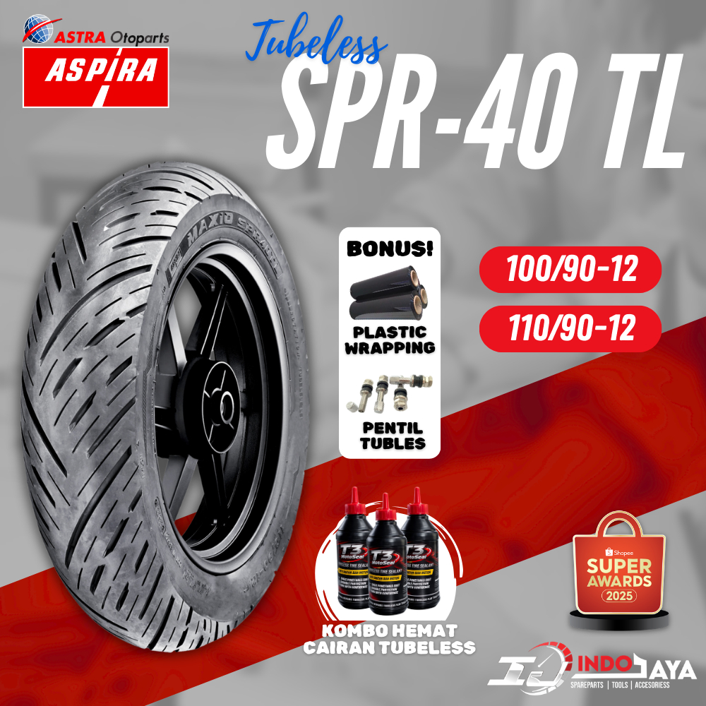 [BAYAR DI TEMPAT] BAN ASPIRA TUBELESS MAXIO SPR 40 TL ( 100/90 - 110/90 ) RING 12 / BAN LUAR TUBLES 