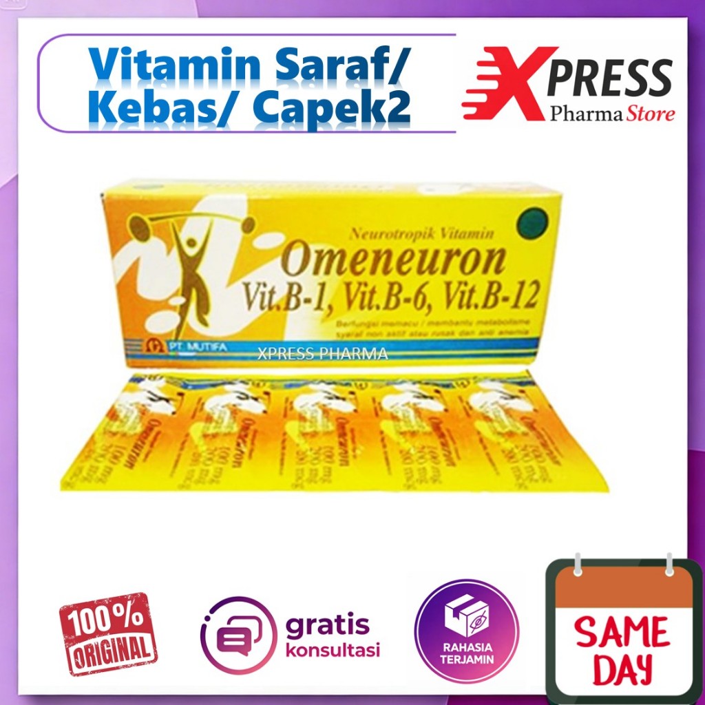 XPRESS  Omeneuron STRIP Obat Vitamin B Komplek Complex Kompleks Complek Komplex Saraf Kebas Kesemuta