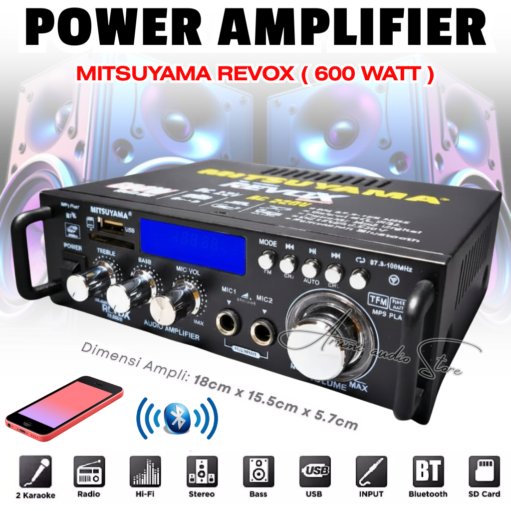 [BISA KARAOKE] Mitsuyama Revox MS-4020BT Amplifier Bluetooth Mini Bass Mantap 600 Watt - Power Audio