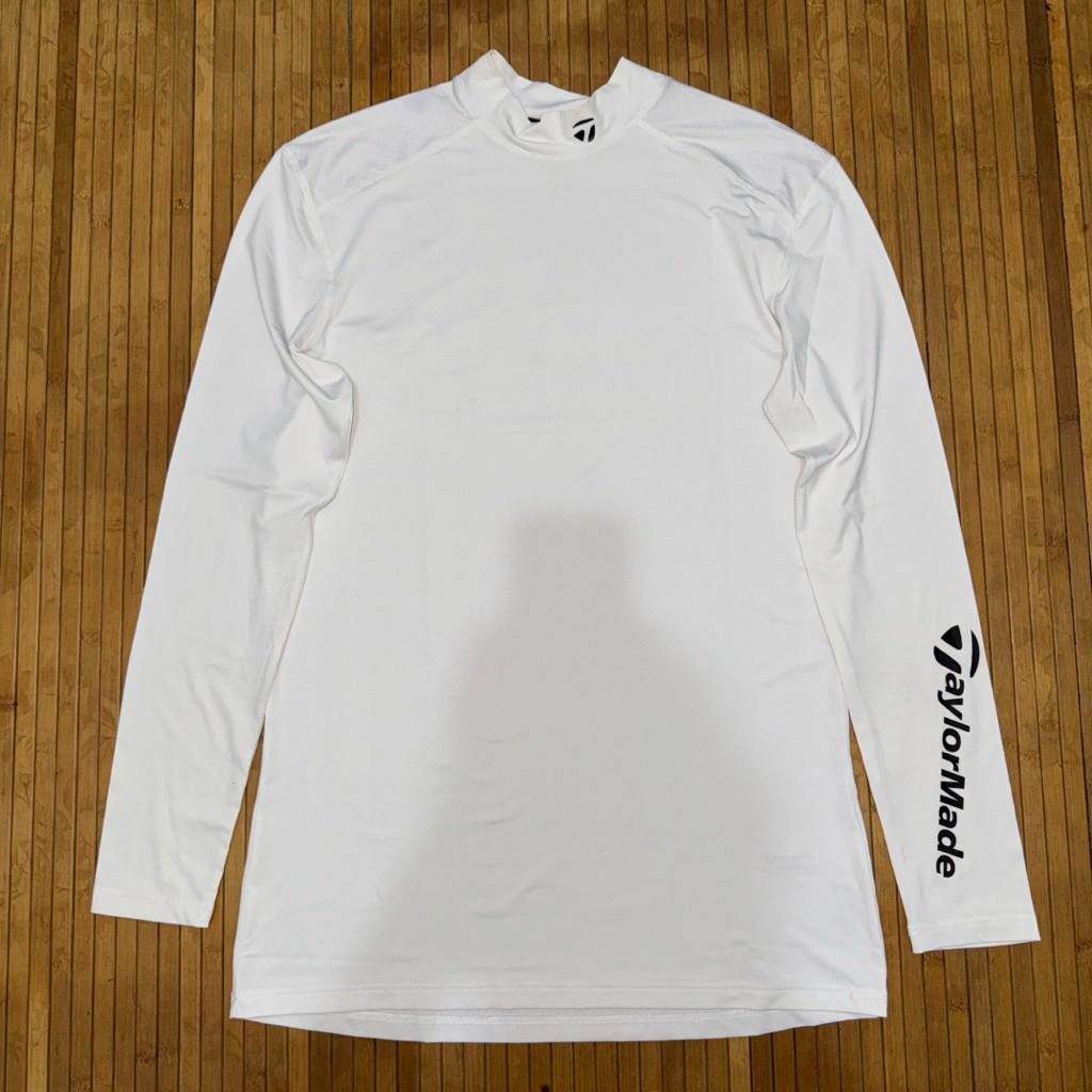 TAYLORMADE GOLF WHITE PERFORMANCE MOCK NECK LONG SLEEVE TSHIRT