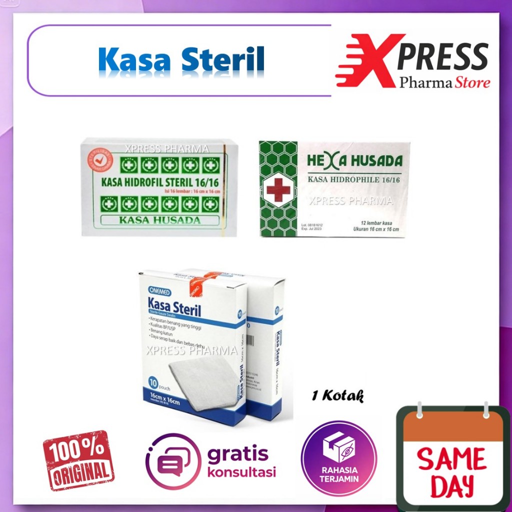 - ApObat - Kasa Steril Husada / Hexa Husada / Onemed 16 x 16 cm Perban Kain Luka Lembar