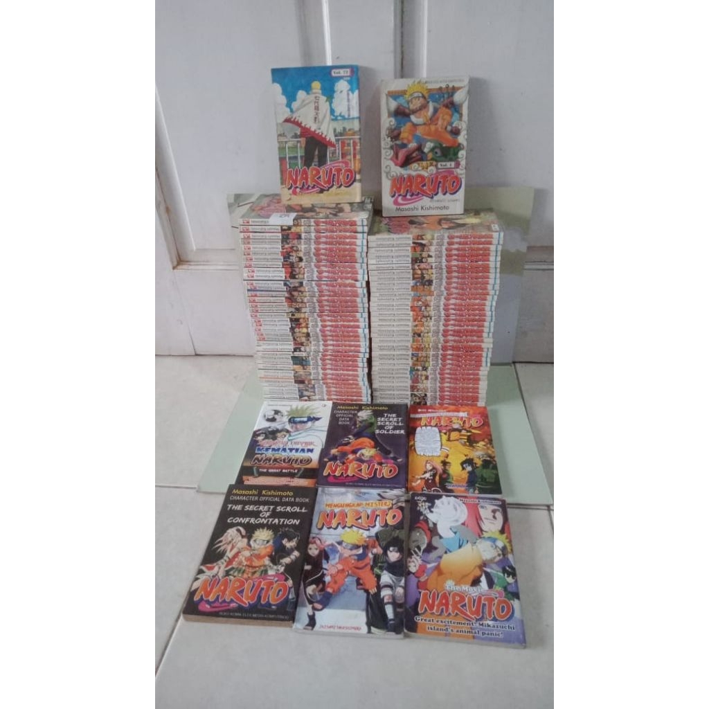 Komik Full Set Tamat Naruto 1-72 + 2 data book + smua side story + behind the scene set ke 6