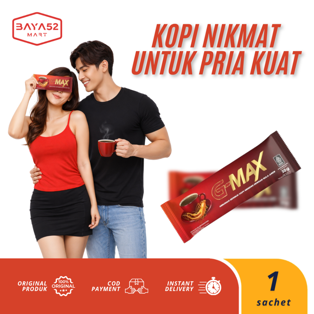 G-MAX Kopi Ginseng Stamina Pria Dewasa Kuat Tahan Lama 1 Sachet @30 Gram