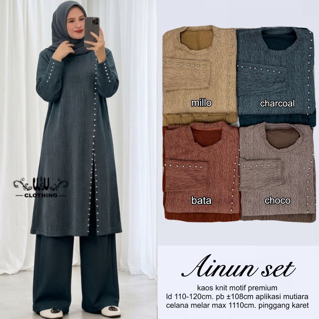 Setelan wanita muslim celana dan tunik  Ainun set ORI w&w clothing
