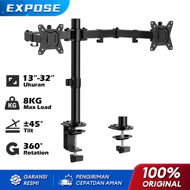 Bracket Monitor PC / 13-32 Inch / Dual Monitor Arm Mount / Monitor Stand / C-Clamp & Grommet Mount
