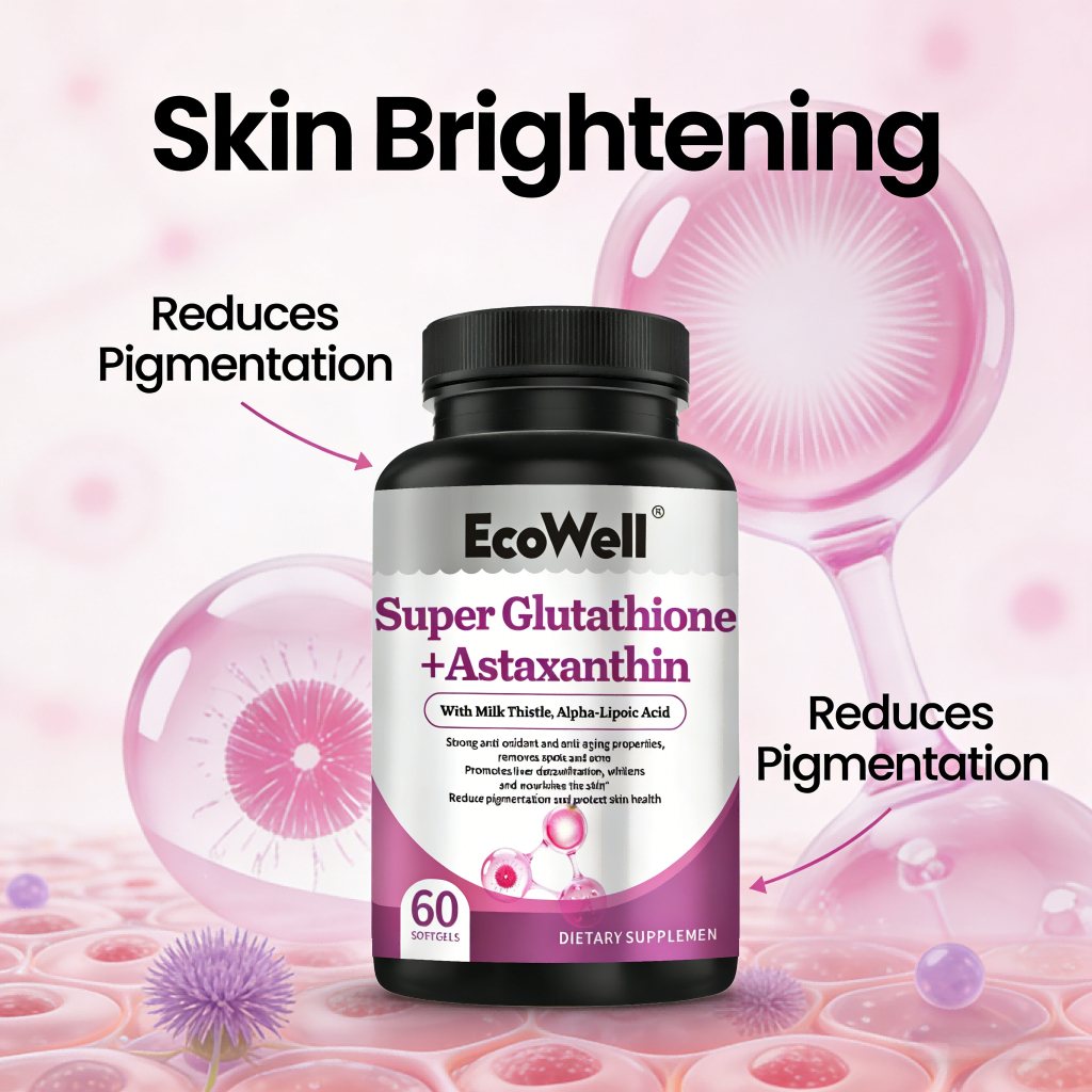 EcoWell Kapsul Glutathione Astaxanthin Suplemen Antioksidan Efektif Memutihkan Mencerahkan & Anti Pe