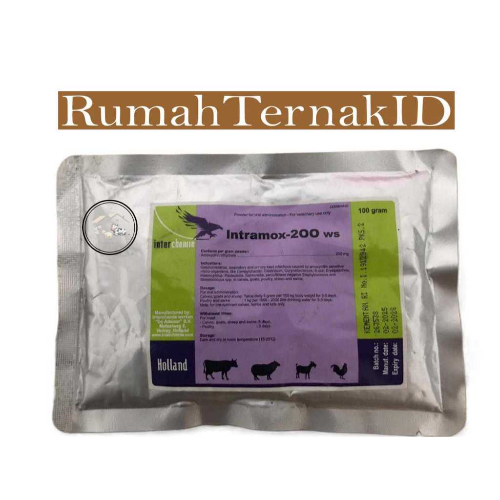 INTRAMOX 200 WS 100 gr | Mengobati Infeksi Saluran Pencernaan dan Pernafasan Hewan Ternak